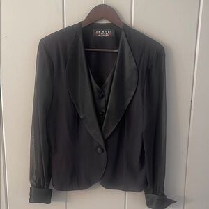Vintage J R Nites Tuxedo Jacket Black Satin Event Retro Party Holiday New Years